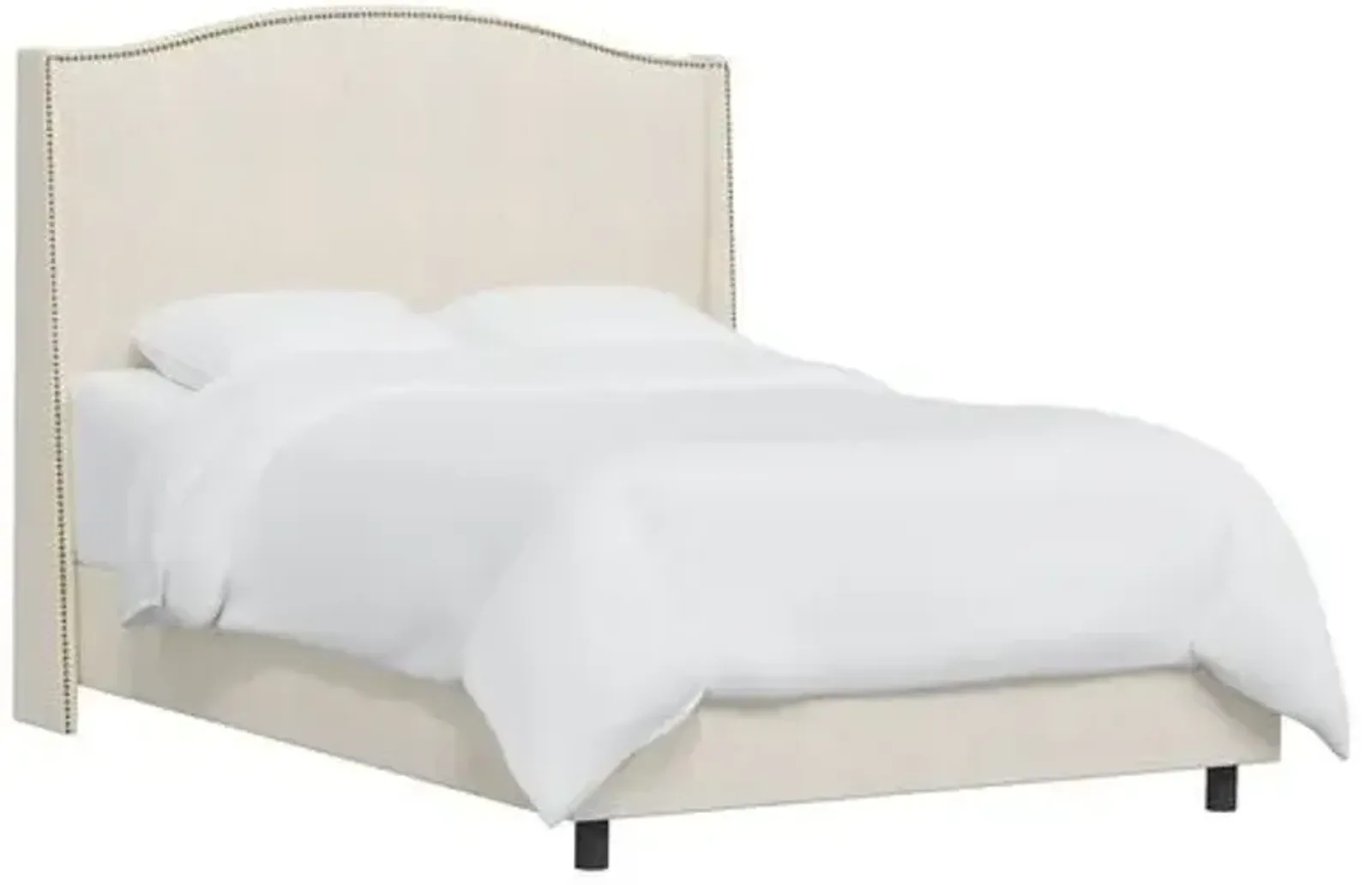 Cole Wingback Bed - Linen - Beige, Comfortable, Durable