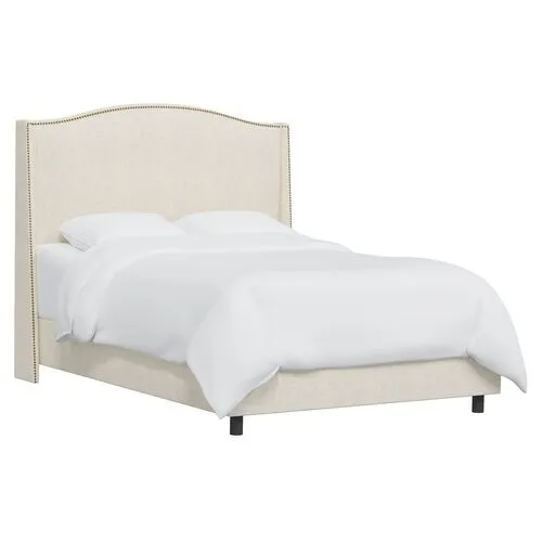 Cole Wingback Bed - Linen - Beige, Comfortable, Durable