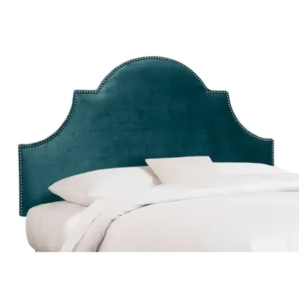 Hedren Velvet Headboard - Handcrafted - Blue