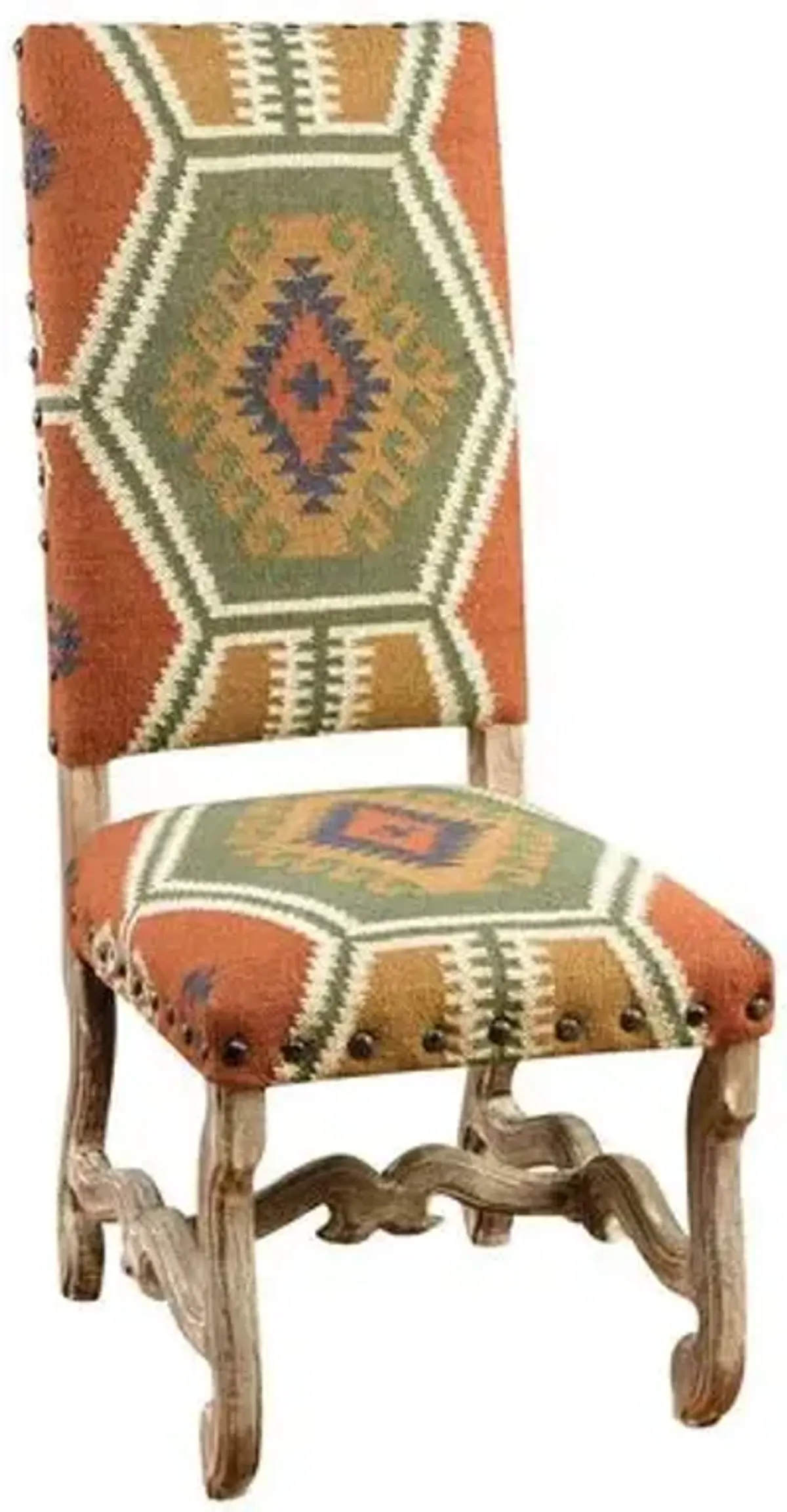 Daphne Kilim Side Chair - Rust - Handcrafted - Orange