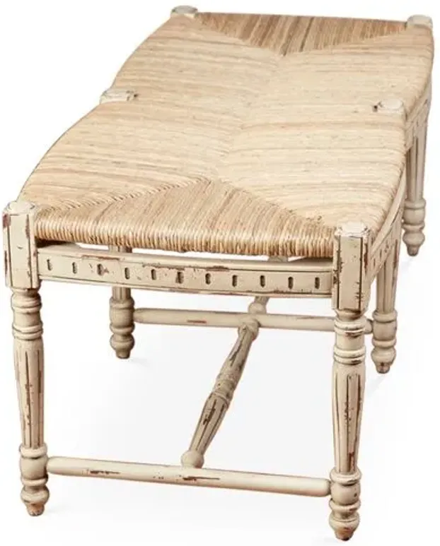 Betsy Bench - Distressed Beige - Handcrafted