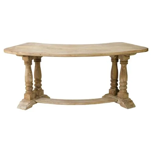 Amiee Weathered Wood Desk - Natural - Handcrafted - Beige