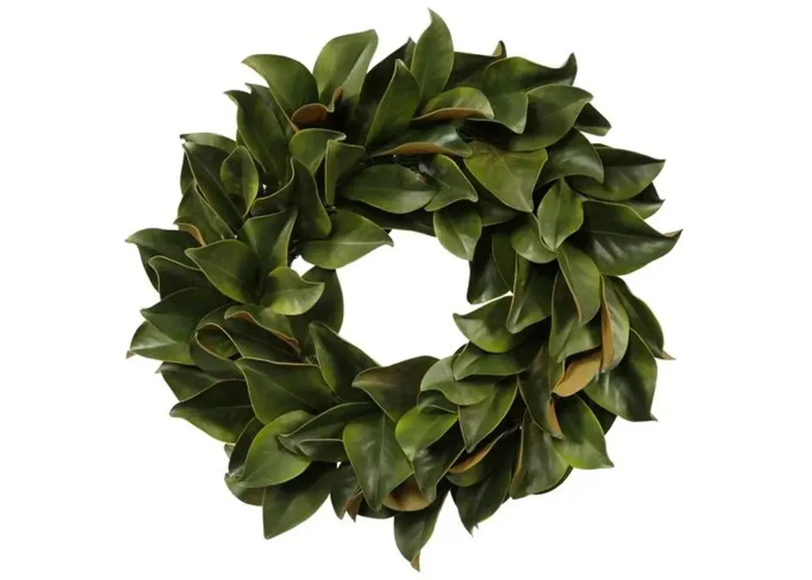 24" Magnolia Leaf Wreath - Faux - Green