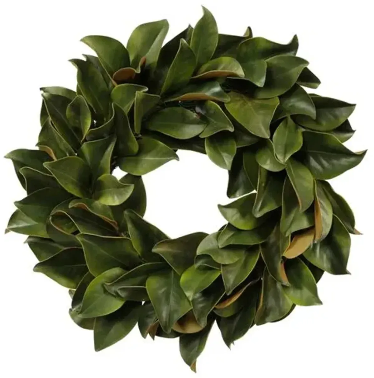 24" Magnolia Leaf Wreath - Faux - Green