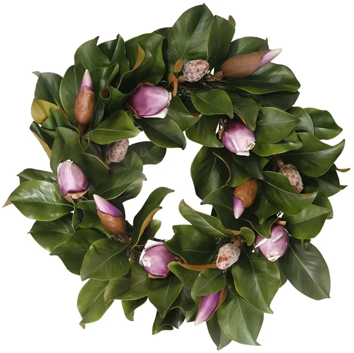 24" Magnolia Bud Wreath - Faux - Pink