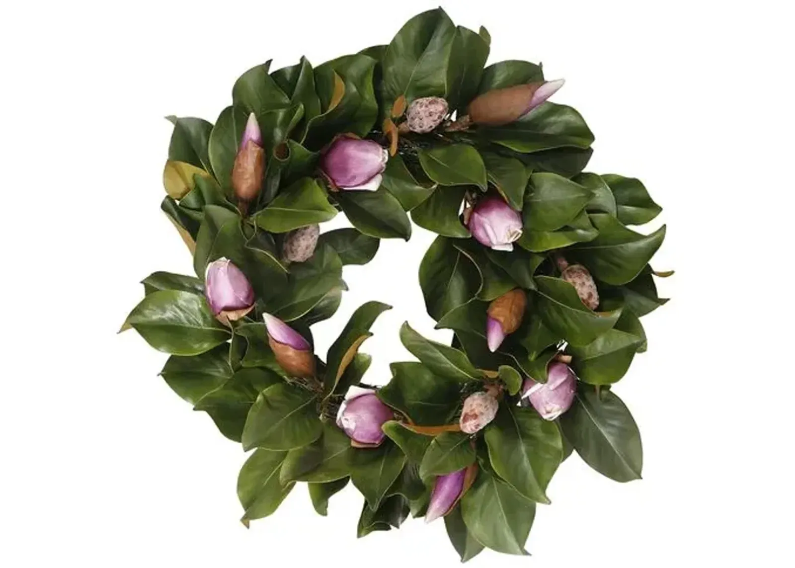 24" Magnolia Bud Wreath - Faux - Pink