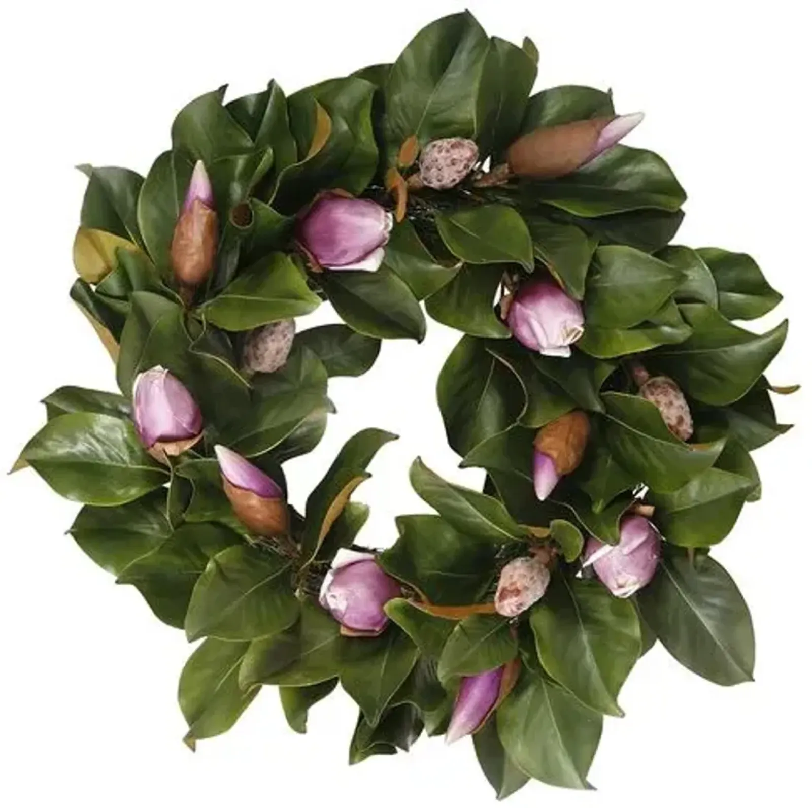 24" Magnolia Bud Wreath - Faux - Pink