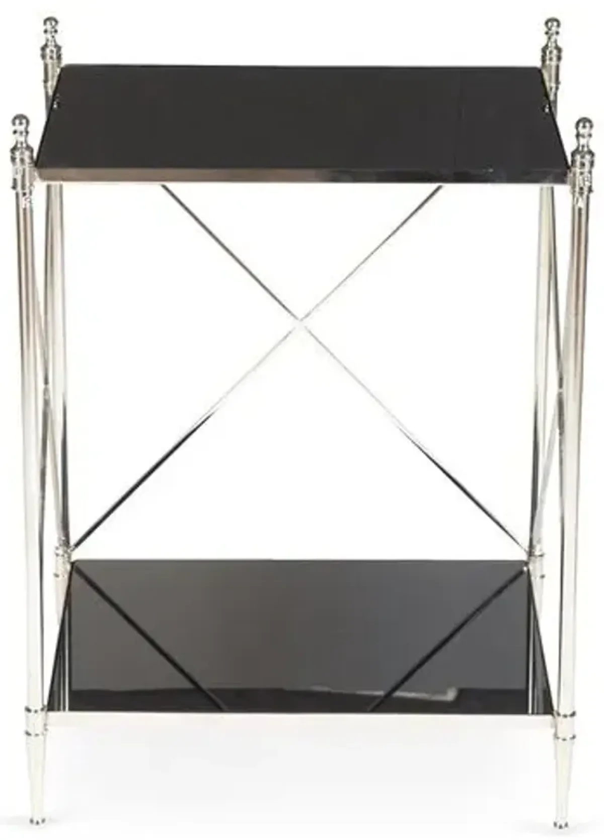 Powell Side Table - Nickel/Black Glass