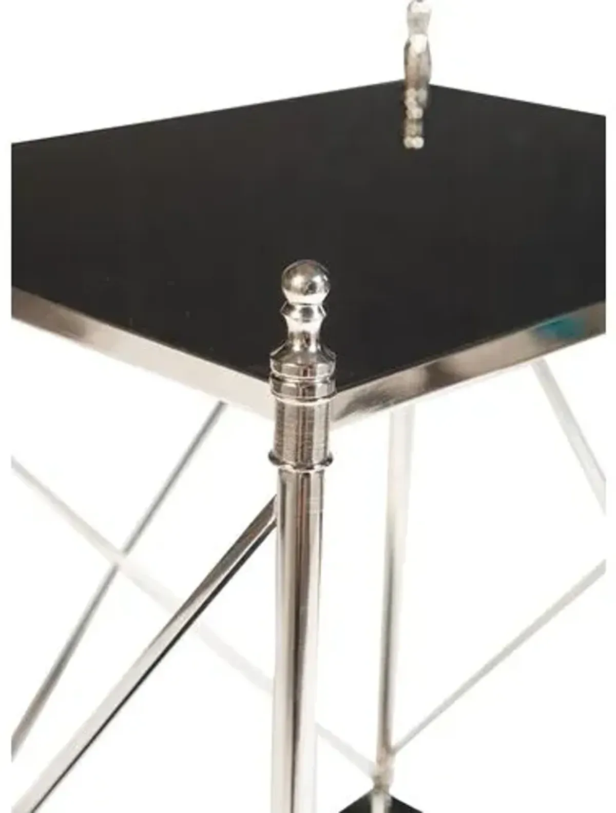 Powell Side Table - Nickel/Black Glass