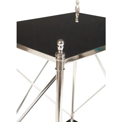 Powell Side Table - Nickel/Black Glass