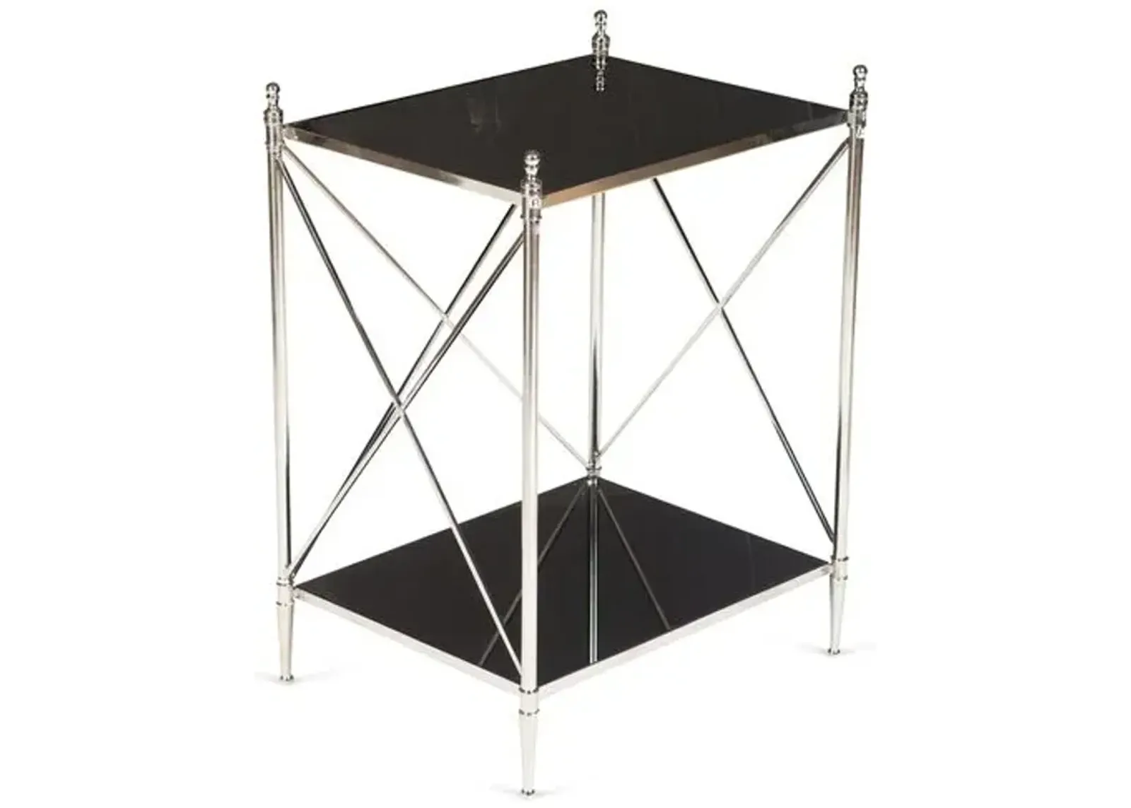 Powell Side Table - Nickel/Black Glass