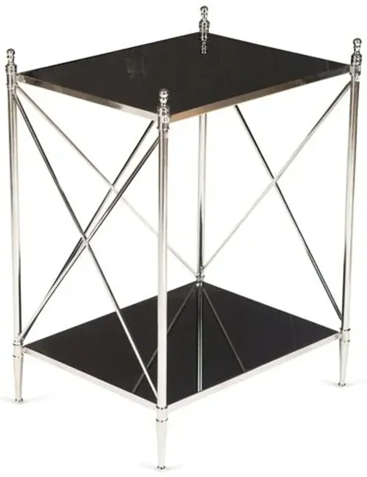 Powell Side Table - Nickel/Black Glass