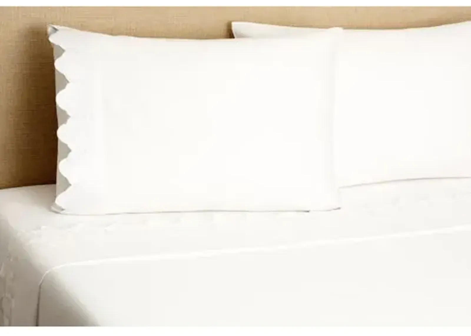 Scallop Sheet Set - White - Belle Epoque, 300 Thread Count, Egyptian Cotton Sateen, Soft and Luxurious