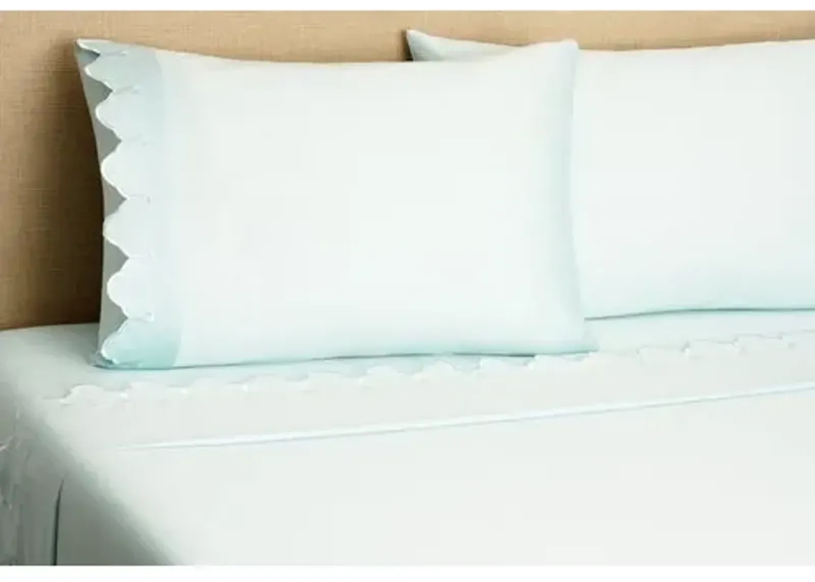 Scallop Sheet Set - Blue - Belle Epoque, 300 Thread Count, Egyptian Cotton Sateen, Soft and Luxurious