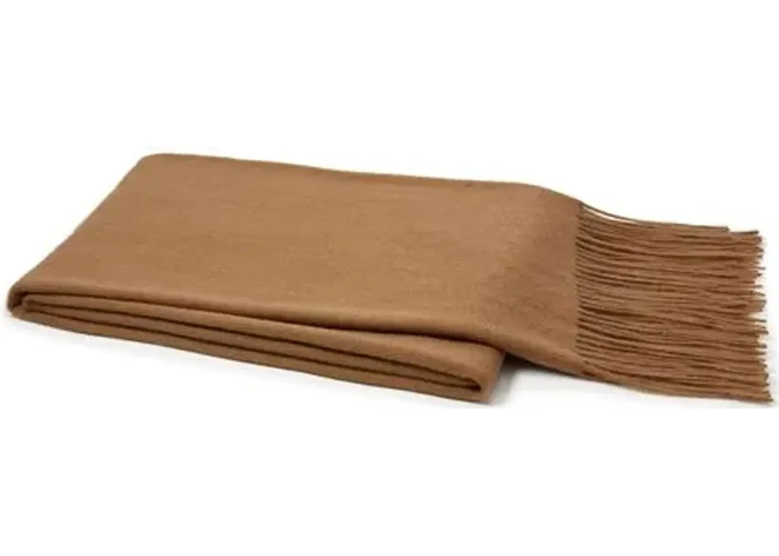 Cashmere-Blended Throw - Camel - Brown, Fringed