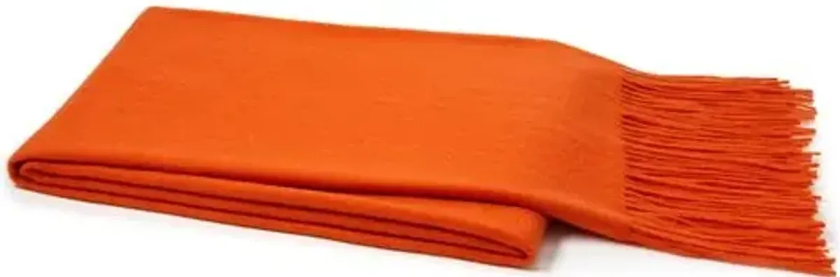 Cashmere-Blend Throw - Orange, Fringed