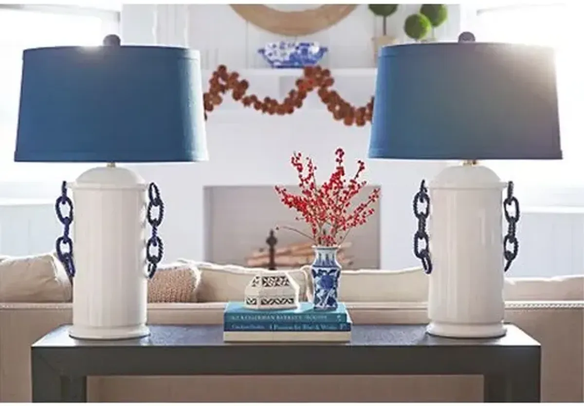 Chainlink Table Lamp - White/Blue - Bradburn Home