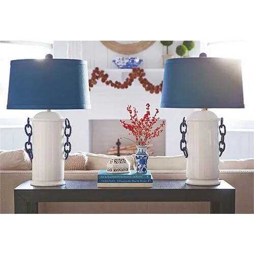 Chainlink Table Lamp - White/Blue - Bradburn Home