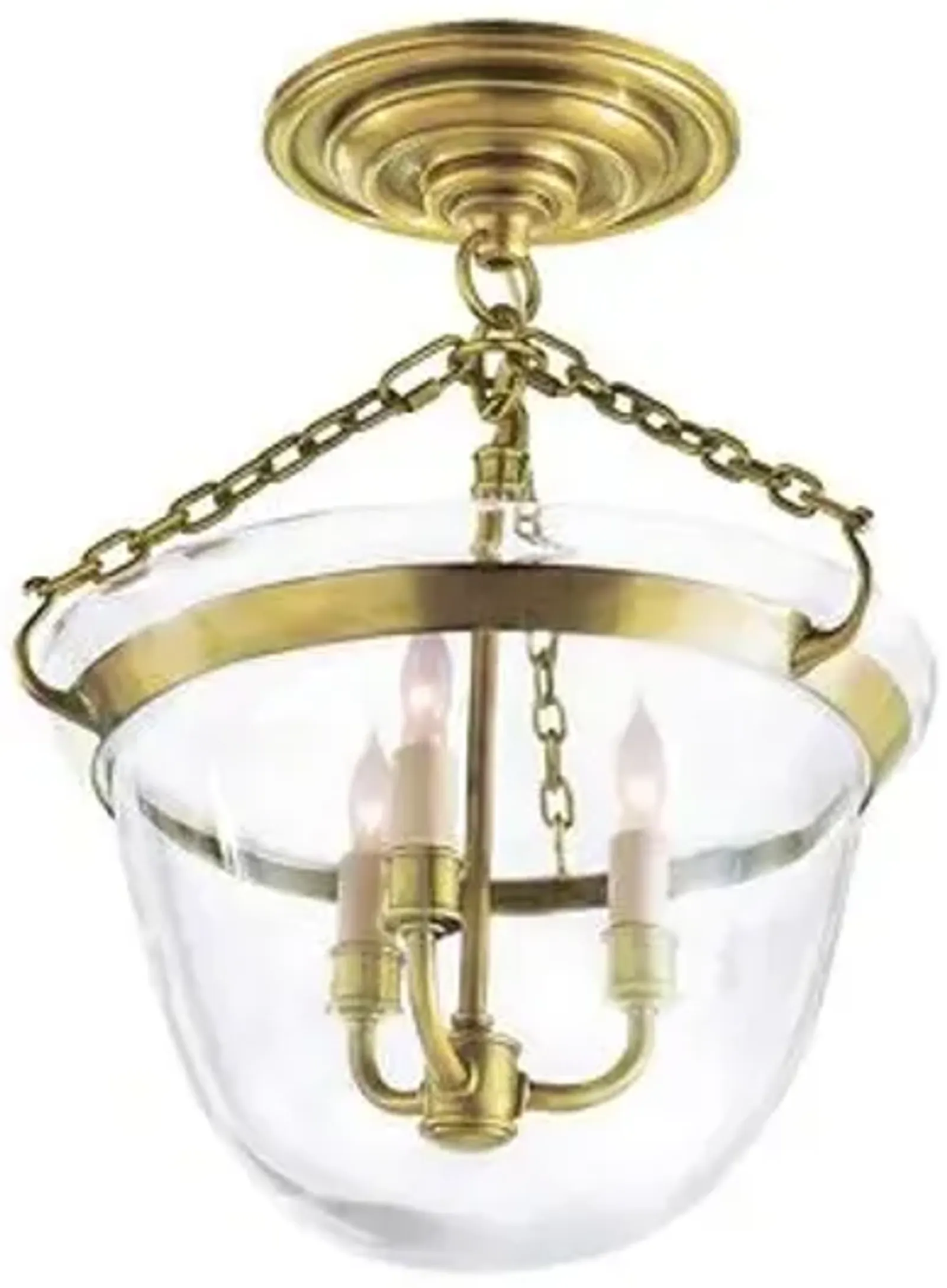 Visual Comfort - Country Semi-Flush Mount - Antique Brass - Gold