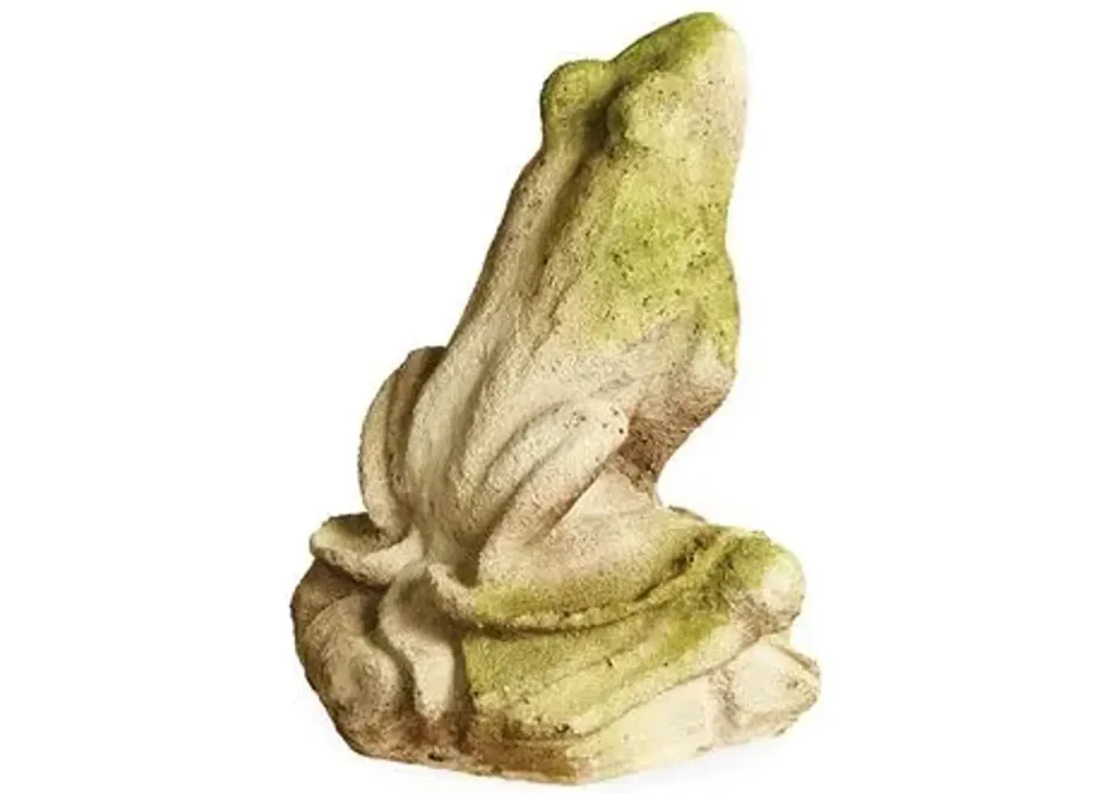 14" Garden Estate Frog - White Moss - Beige