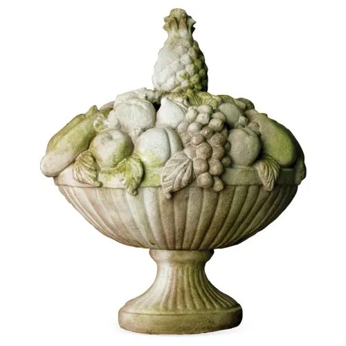 18" Garden Fruit Basket - White Moss - Beige