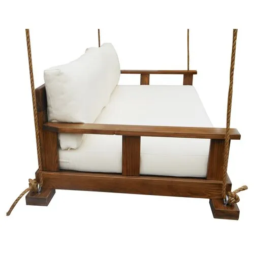 Savannah Outdoor Bedswing - White - Handcrafted - Brown