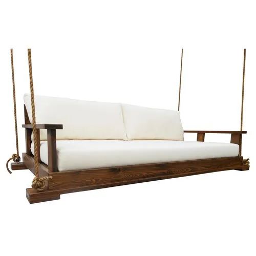 Savannah Outdoor Bedswing - White - Handcrafted - Brown