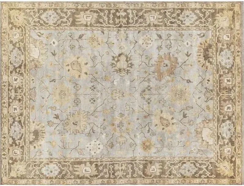 Antique Weave Oushak hand-knotted Rug - Blue/Brown - Exquisite Rugs - Beige - Beige