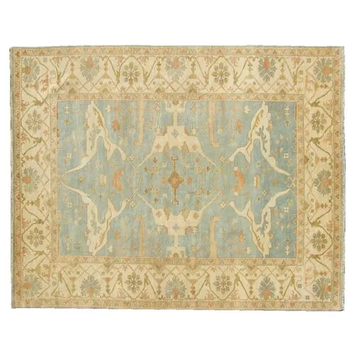 6'x9' Turkish Oushak Rug - Blue - Exquisite Rugs - Beige - Beige