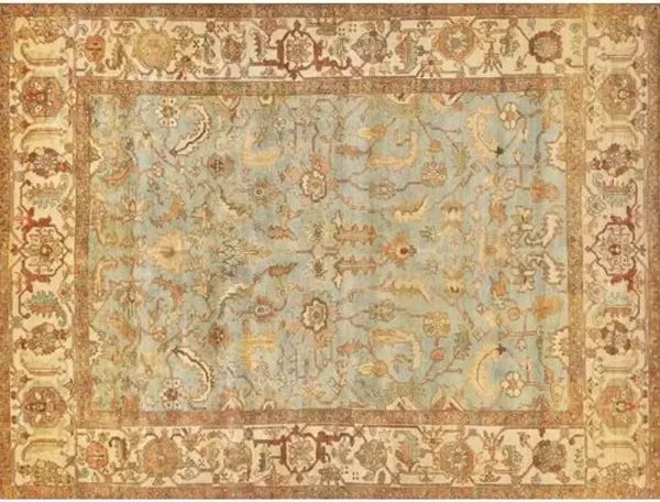 Antique Weave Serapi hand-knotted Rug - Blue/Ivory - Exquisite Rugs - Handcrafted - Beige - Beige