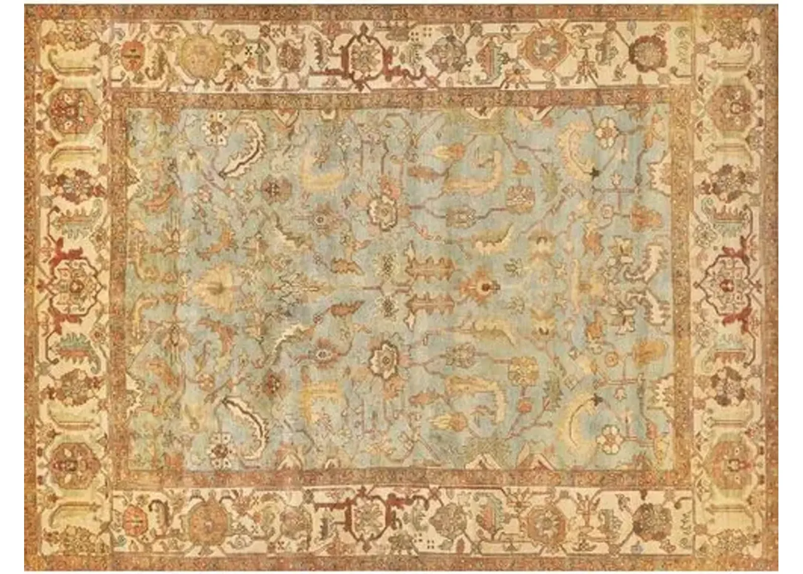 Antique Weave Serapi hand-knotted Rug - Blue/Ivory - Exquisite Rugs - Handcrafted - Beige - Beige