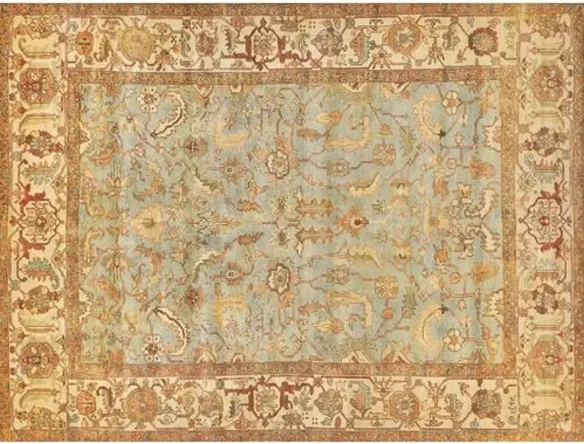 Antique Weave Serapi hand-knotted Rug - Blue/Ivory - Exquisite Rugs - Handcrafted - Beige - Beige