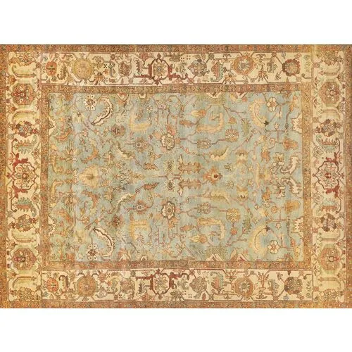 Antique Weave Serapi hand-knotted Rug - Blue/Ivory - Exquisite Rugs - Handcrafted - Beige - Beige