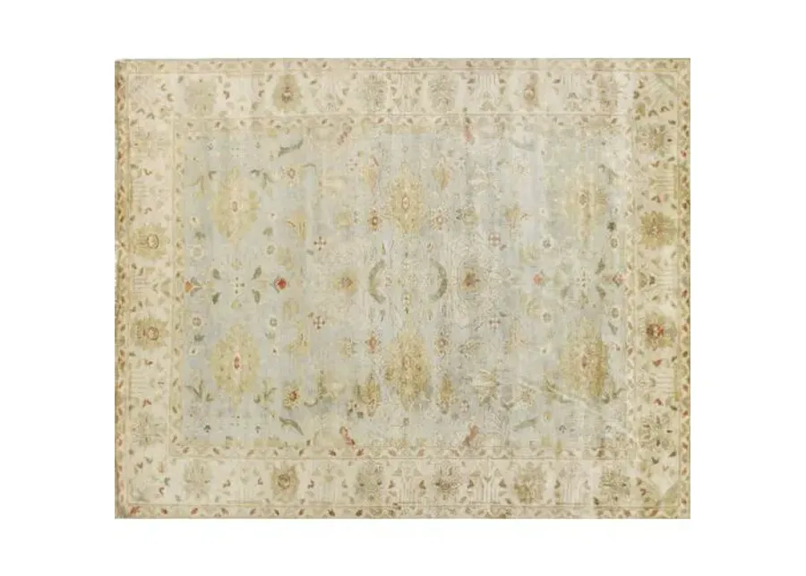 Antique Weave Oushak hand-knotted Rug - Blue/Cream - Exquisite Rugs - Beige - Beige