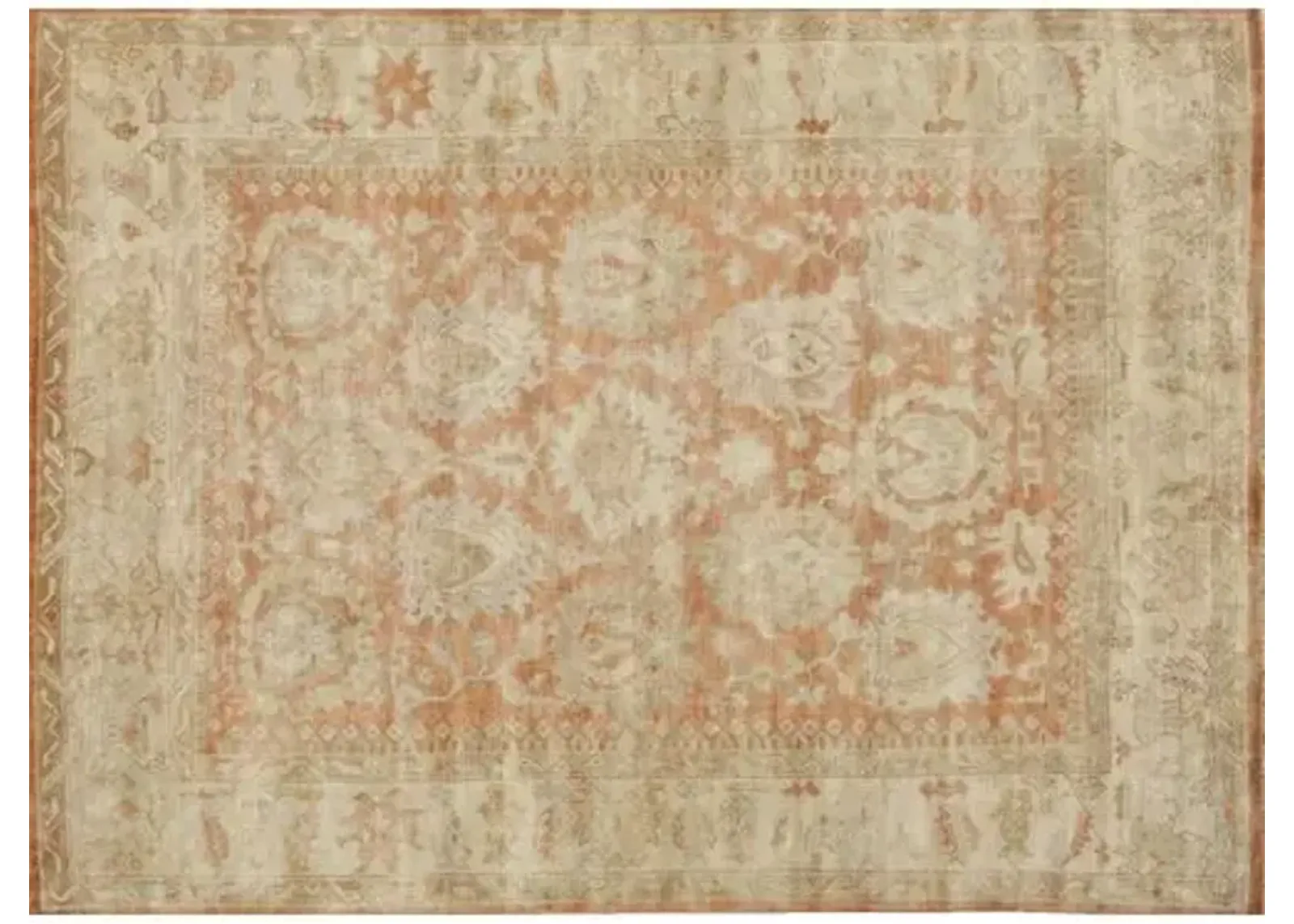 Antique Weave Oushak hand-knotted Rug - Rust/Ivory - Exquisite Rugs - Beige - Beige