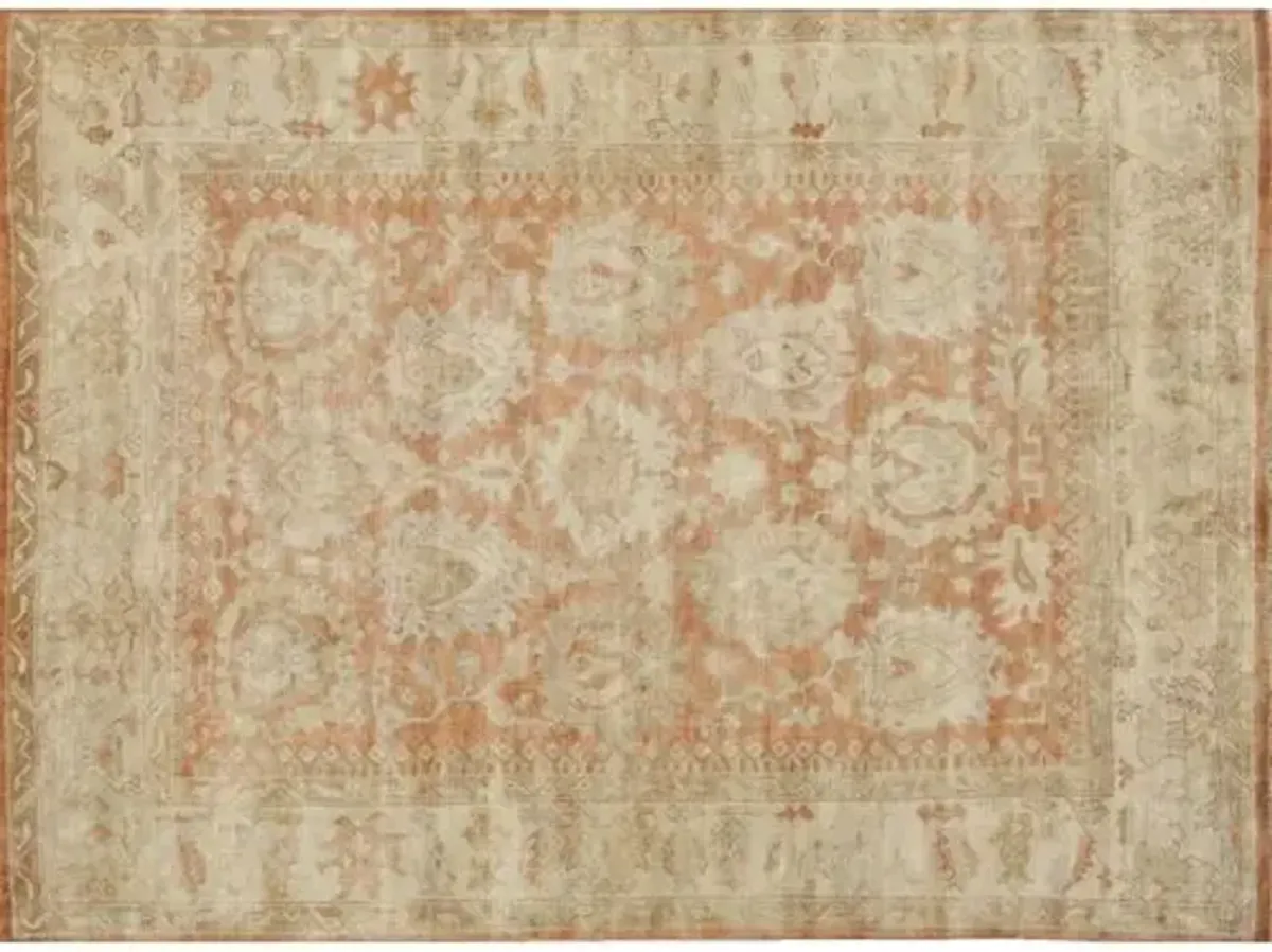 Antique Weave Oushak hand-knotted Rug - Rust/Ivory - Exquisite Rugs - Beige - Beige