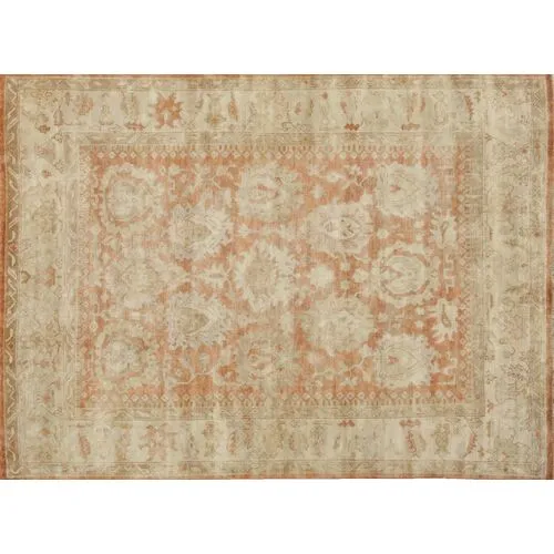 Antique Weave Oushak hand-knotted Rug - Rust/Ivory - Exquisite Rugs - Beige - Beige