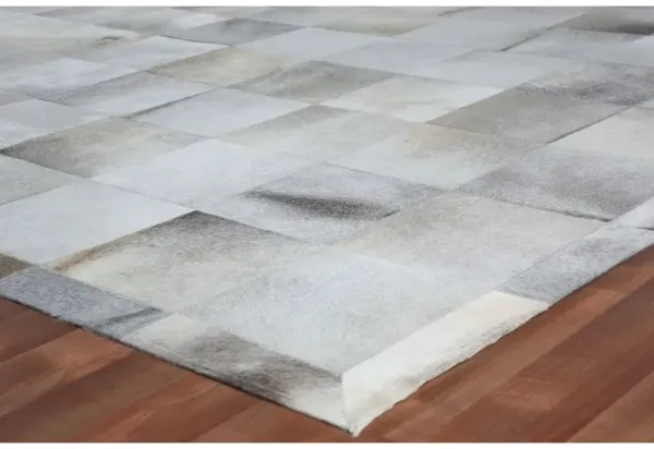 Stitched Blocks Hide - Silver - Exquisite Rugs - Gray - Gray - 5'x8'