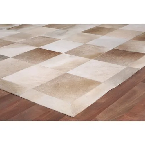 Stitched Blocks Hide - Beige - Exquisite Rugs - Beige - 5'x8'