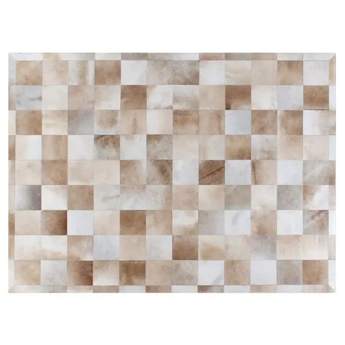 Stitched Blocks Hide - Beige - Exquisite Rugs - Beige - 8'x11'