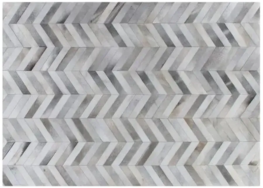 Chevron Hide - Silver/White - Exquisite Rugs - Gray - Gray - 5'x8'