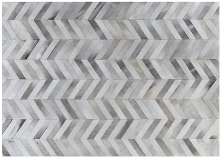 Chevron Hide - Silver/White - Exquisite Rugs - Gray - Gray - 8'x11'