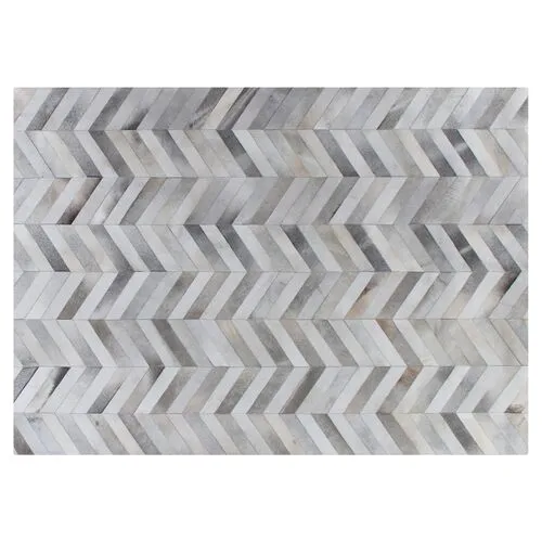 Chevron Hide - Silver/White - Exquisite Rugs - Gray - Gray - 8'x11'