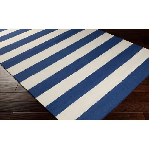 Hermie Flat-Weave Rug - Blue - Blue