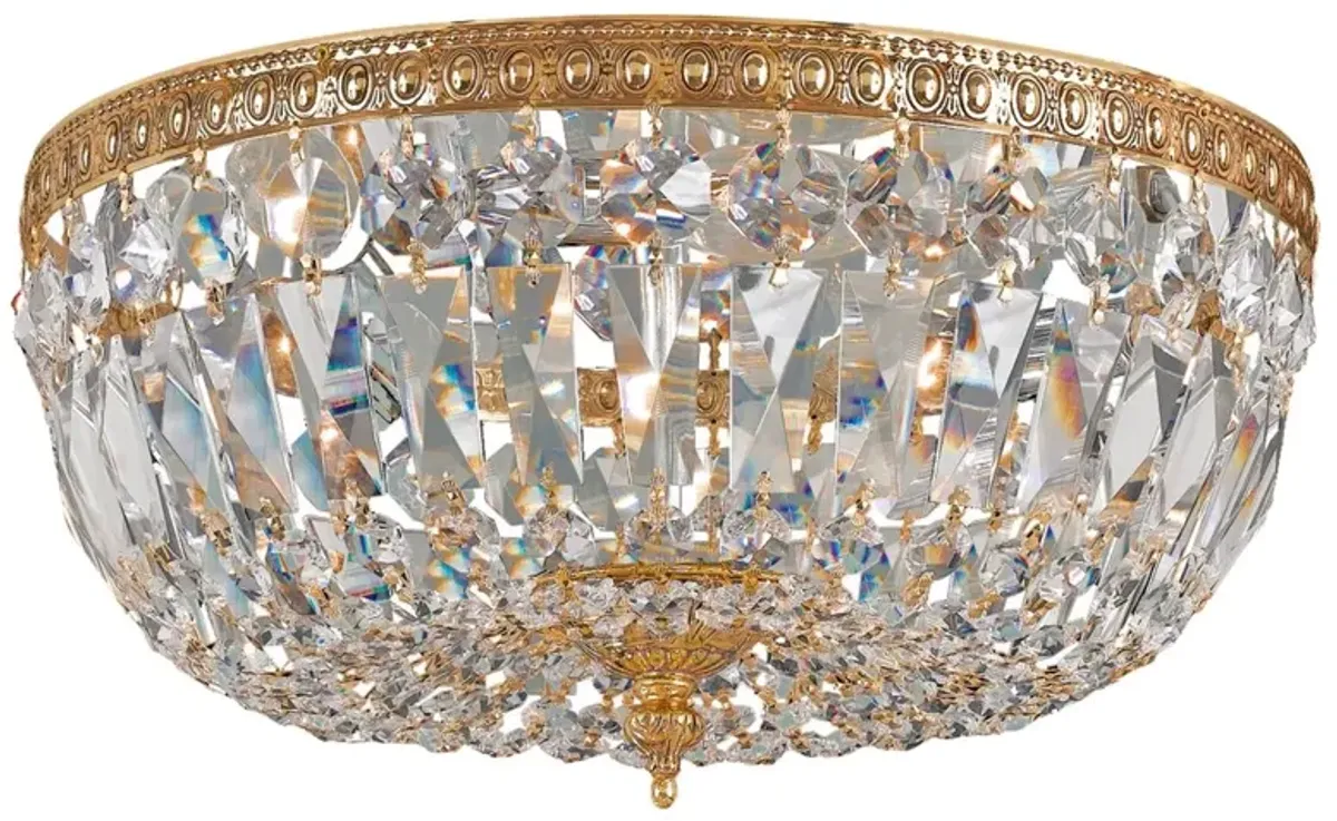 3-Light Hand Cut Crystal Flush Mount - Brass - Crystorama - Gold