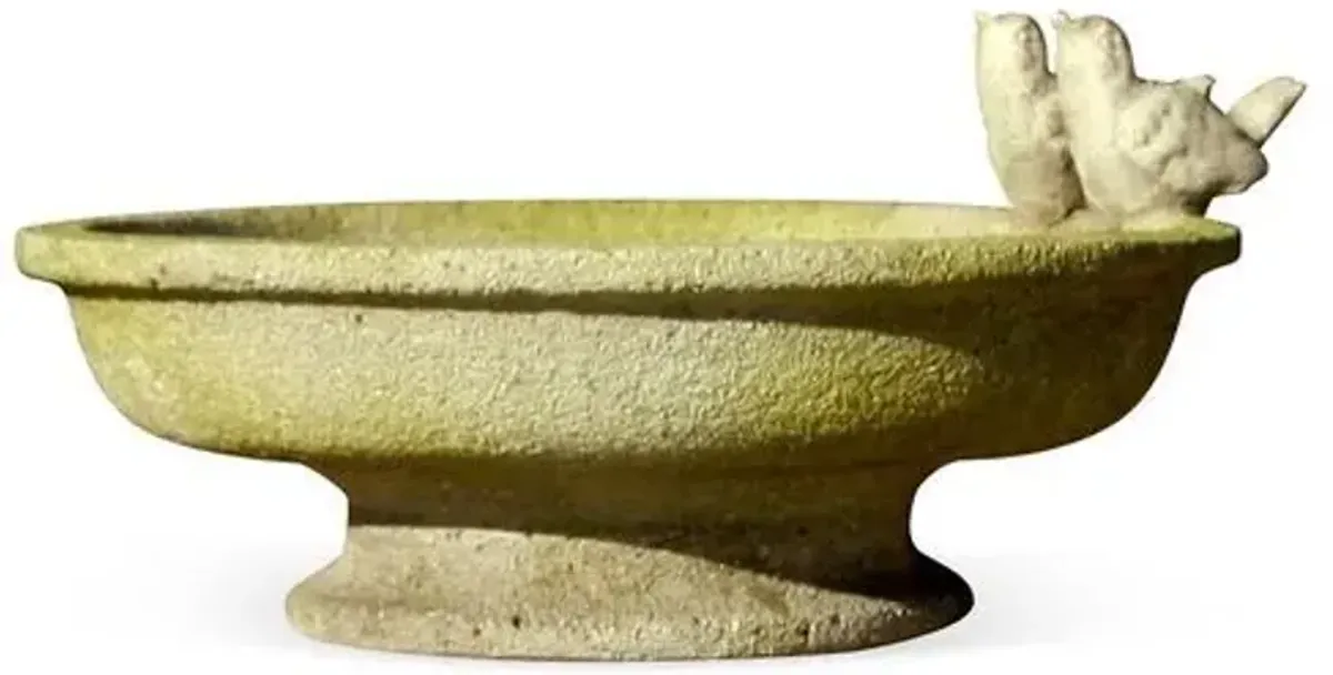 6" Outdoor Finch Birdbath - White Moss - Beige