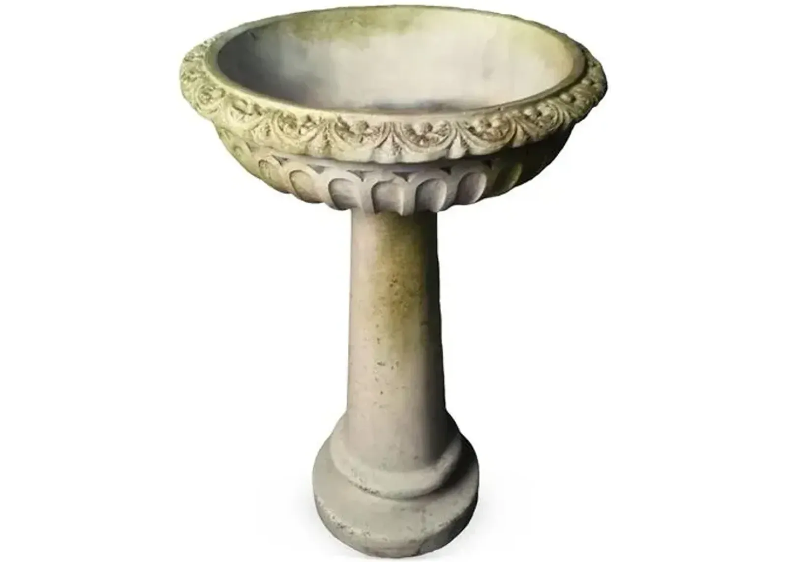 29" Trish Birdbath - White Moss - Beige