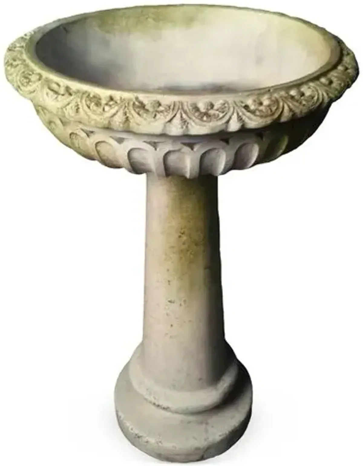 29" Trish Birdbath - White Moss - Beige