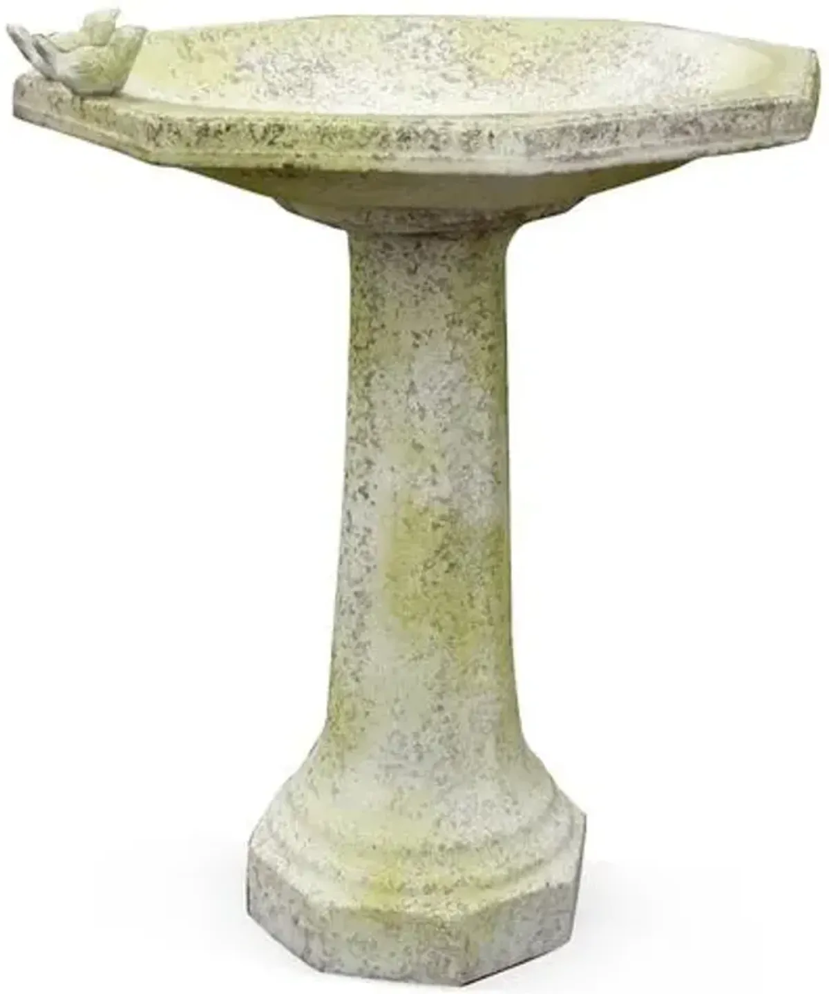 27" Eight-Sided Birdbath with Birds - Beige