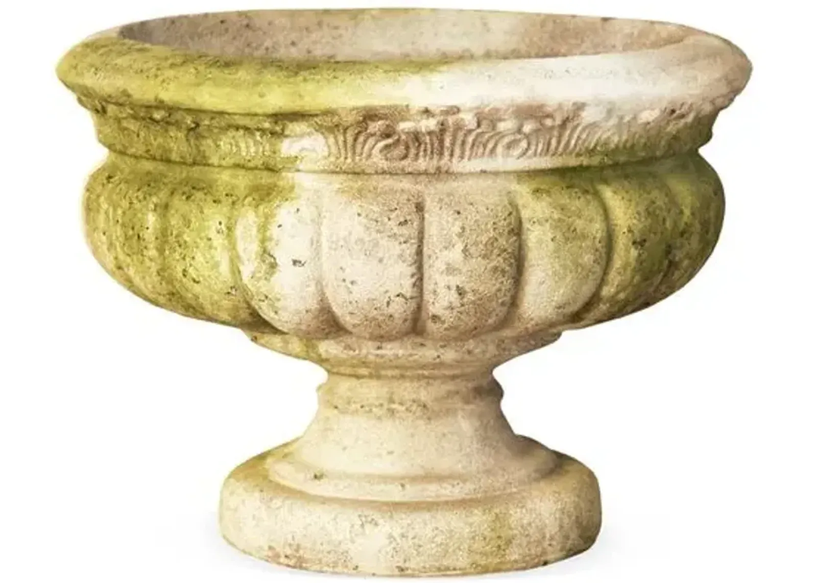 16" Windy Sand Fluted Outdoor Urn - White Moss - Beige